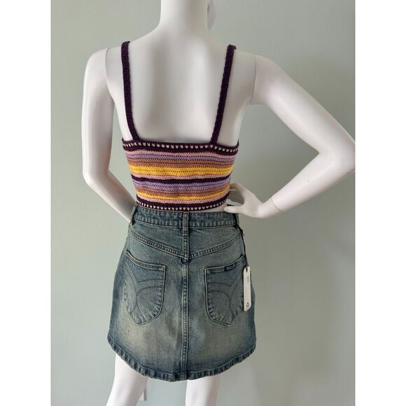 BDG Urban Outfitters Multi Colored Gigi Crochet Knit Crop Top size M - Picture 6 of 7